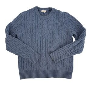 Gap Mens Lambswool Cable Knit Crewneck Sweater Light Blue Heather 989476-04 L